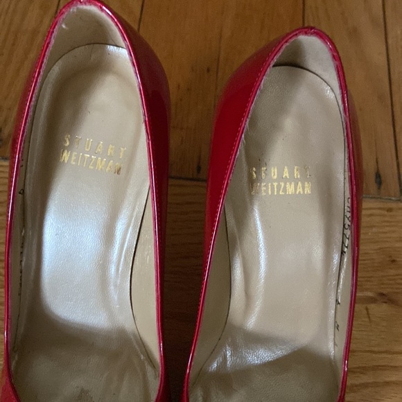 Stuart Weitzman “Quasar” Leather Open Toed Heels - Picture 8 of 15